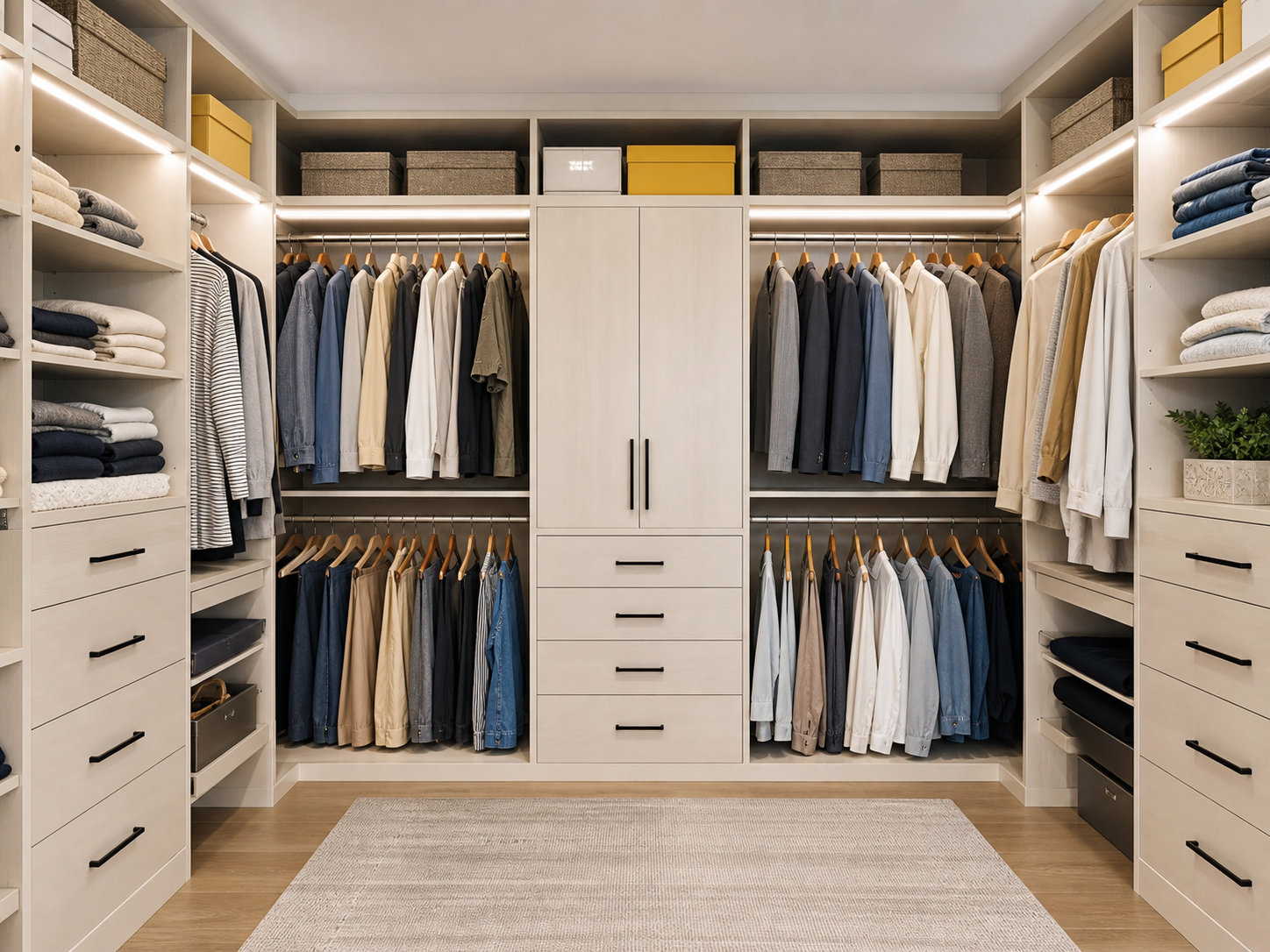 Closet system and shelving installation example