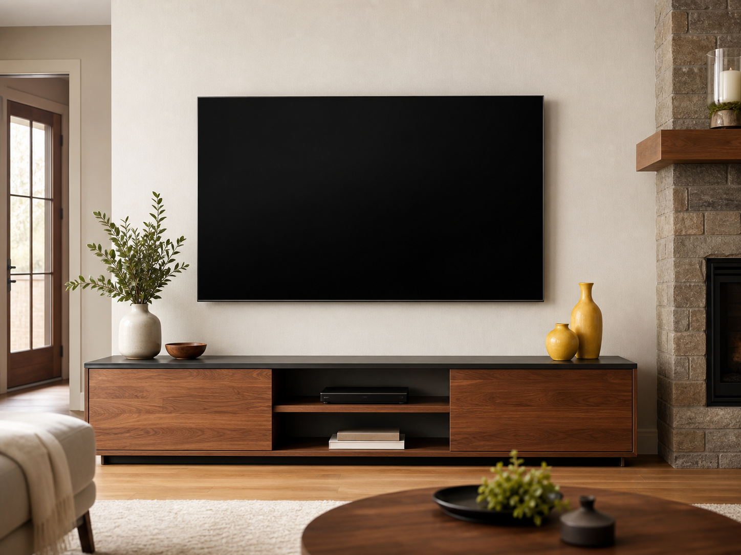Wall-mounted television example